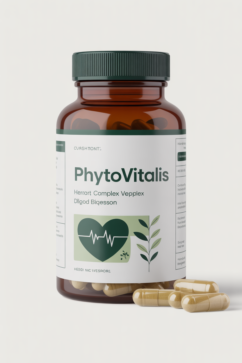Phytovitalis herbal complex bottle with capsules for heart, blood vessels and digestion support